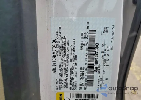 2013 Ford Fusion Se from USA, damaged, VIN 3FA6P0H94DR339803